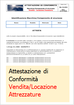 Attestazione D Lgs  81 2008 Vendita Locazione Attrezzature