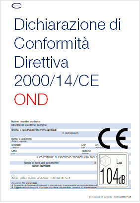 Dichiarazione Conformita  2000 14 CE