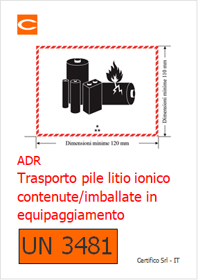Trasporto pile litio ionico UN 3481 Trasporto pile litio ionico UN 3481