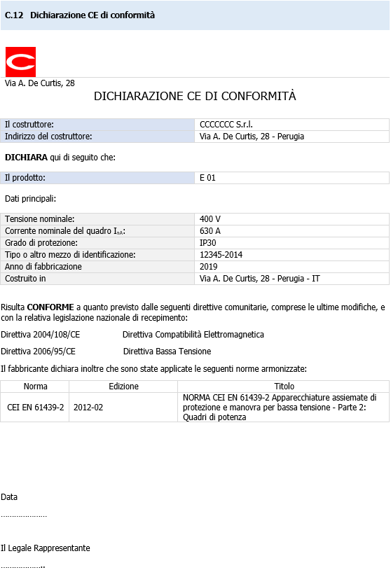 CEI 121 5 Dichirazionbe CE Confornmita 