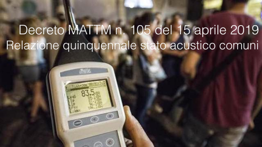 Decreto MATTM n  105 del 15 aprile 2019 Relazione quinquennale rumore