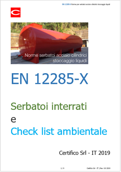 EN 12285 X Serbatoi interrati e Check list ambientale