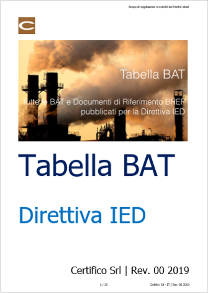 Tabella BAT   Direttiva IED