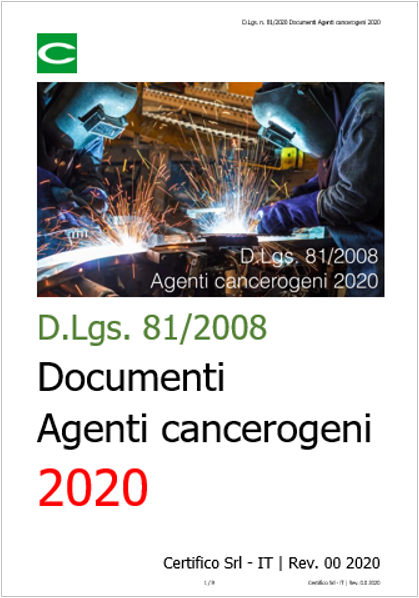 D Lgs  81 2008 Documenti Agenti cancerogeni 2020