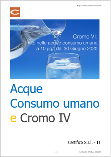 Aque consumo umano e cromo VI
