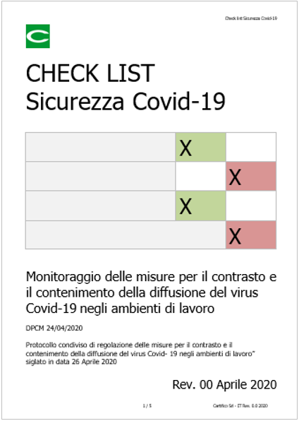 Check list Sicurezza Covid 19