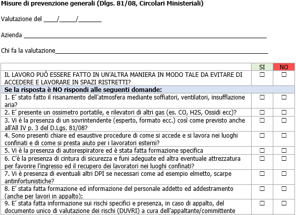 Check list estratto