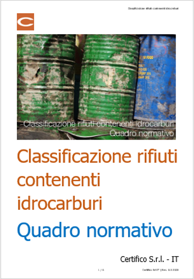 Classificazione rifiuti contenenti idrocarburi   Quadro normativo