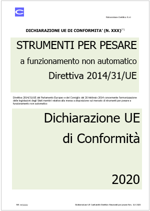 Cover dichiarazione conformita Strumenti per pesare 2020