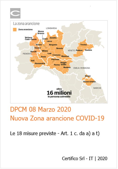 DPCM 8 Marzo 2020 Nuove zone arancioni