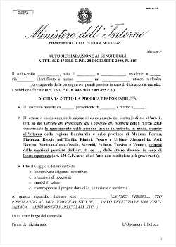 DPCM 8 Marzo 2020 autodichiarazione spostamento