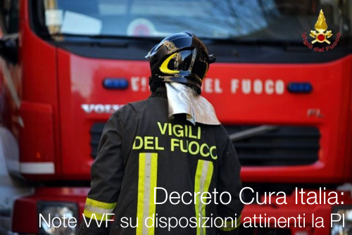 Decreto Cura Italia   Note VVF su disposizioni attinenti la PI