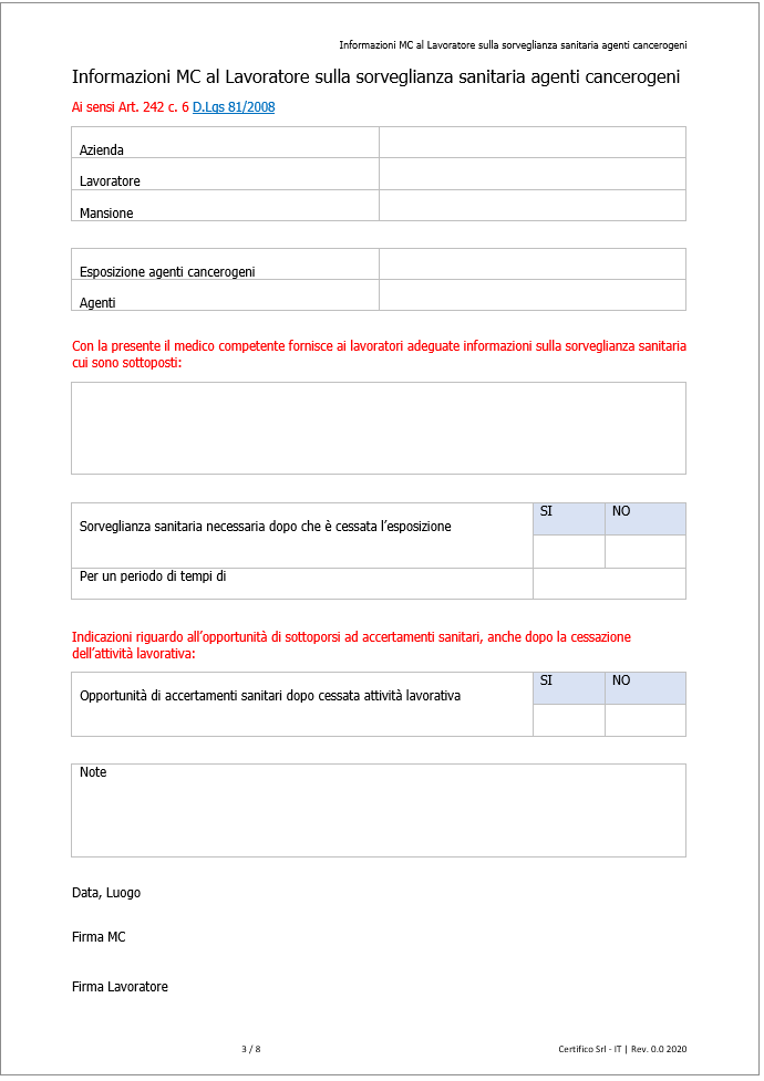Modello Informazioni MC al Lavoratore sulla sorveglianza sanitaria agenti cancerogeni