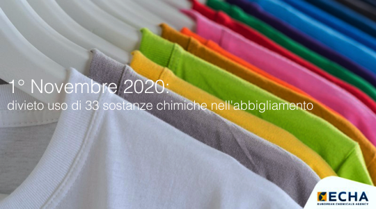 Novembre 2020   divieto uso di 33 sostanze chimiche nell abbigliamento