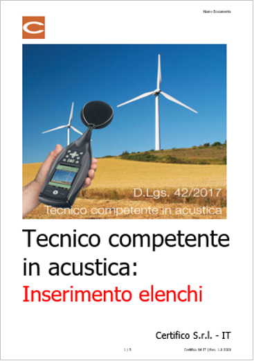 Tecnico competente in acustica   Inserimento elenchi