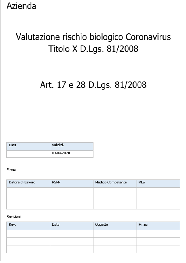 Valutazione rischio biologico coronavirus 14