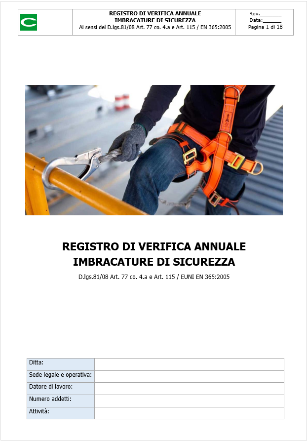 Registro controllo imbracature