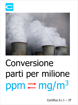 Conversione parti per milione  ppm 