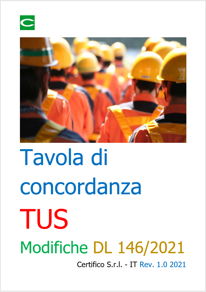 Cover Tavola di concordanza TUS Modifiche DL 146 2021 Rev  1 0 2021