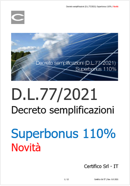 Decreto semplificazioni  D L 77 2021    Superbonus 110   Novita 