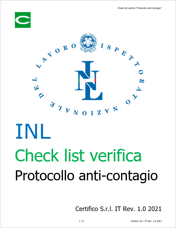 INL Check list verifiche anticontagio 2021