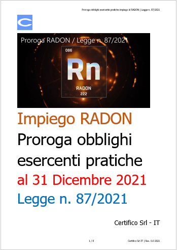 Legge 87 2021 Radon