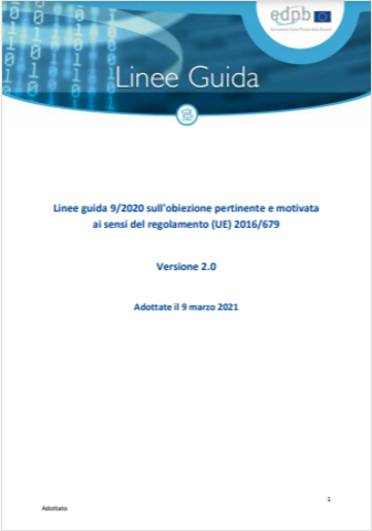 Linee guida obiezione pertinente e motivata ai sensi del regolamento  UE  2016 679