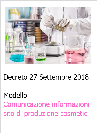 Modello Comunicazione delle informazioni di sito di produzione cosmetici