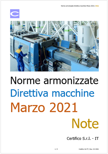 Norme armonizzate DM Marzo 2021   Note