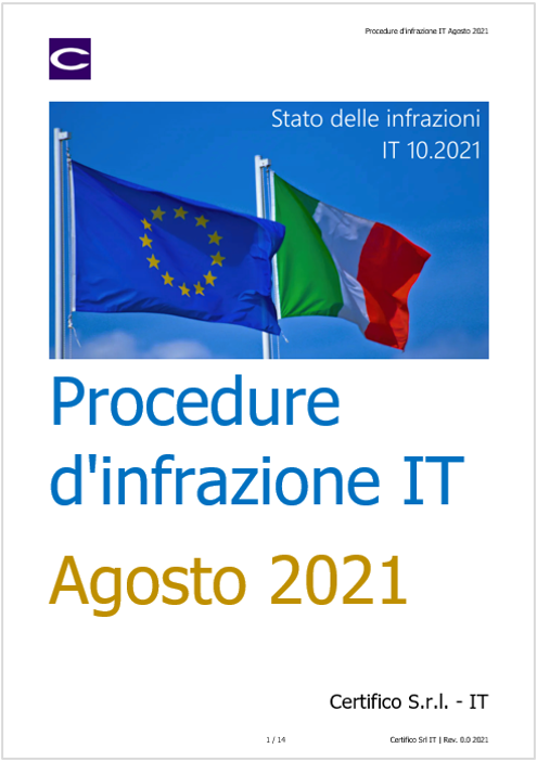 Procedure d Infrazione   Stato al 10 10 2021