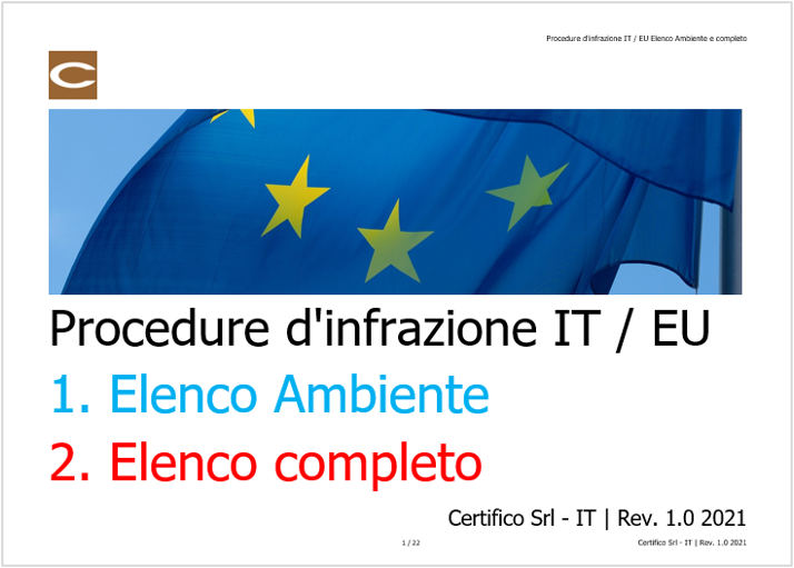 Procedure d infrazione IT al 13 03 2021