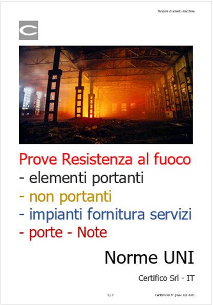 Prove Resistenza al fuoco elementi portanti  non portanti  impianti di fornitura servizi  porte  note 