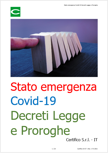 Stato emergenza Covid 19 Decreti Legge e Proroghe 17 2021 Stato emergenza Covid 19 Decreti Legge e Proroghe 17 2021