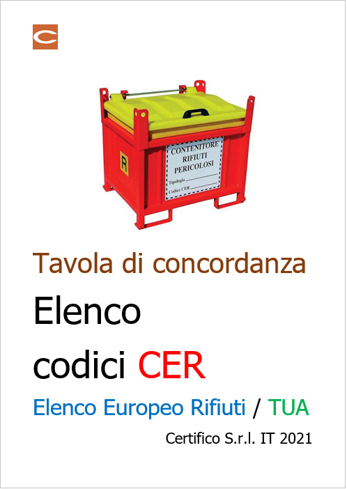 Tavola di concordanza   elenco codici  CER 2021