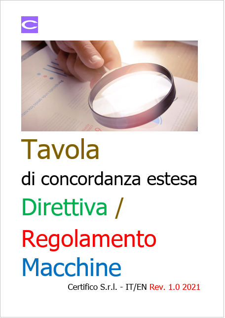 Tavola di concordanza estesa Direttiva Regolamento Macchine Rev  1 0 2021