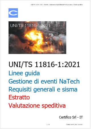 UNI TS 11815 1 2021 Valutazione degli effetti NaTech per sisma   Scheda speditiva