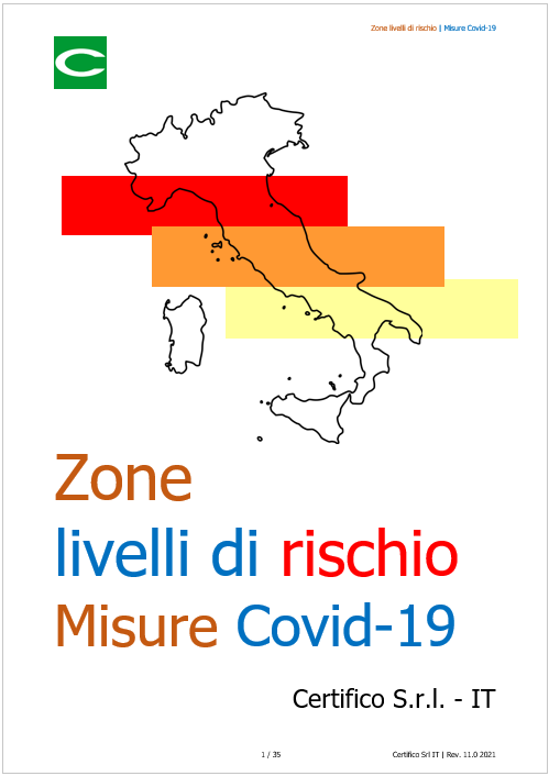 Zone livelli di rischio Misure Covid 19  Rev  11 0 2021