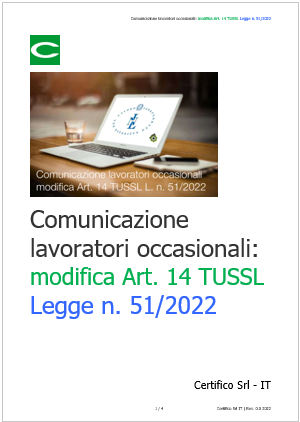 Comunicazione lavoratori occasionali   Modifica Art  14 TUSSL L  n  51 2022