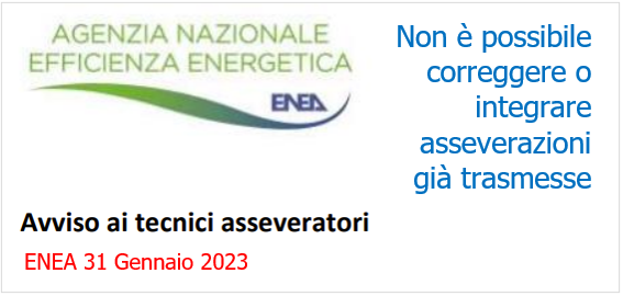 Avviso ENEA ai ttecnici asseveratori del 31 01 2023