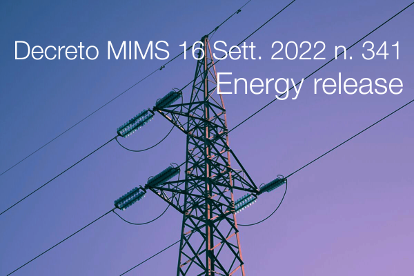 Decreto MIMS 16 settembre 2022 n  341   Energy release