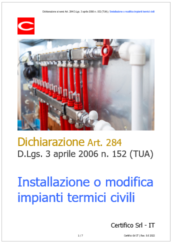 Dichiarazione ai sensi Art  284 c  2 D Lgs   152 2006  TUA 