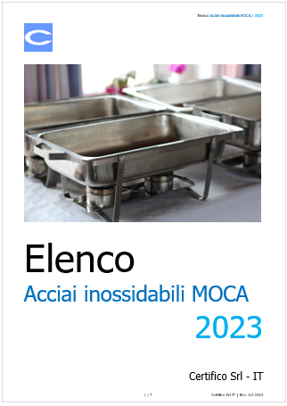 Elenco Acciai inossidabili MOCA  2023