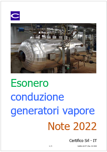 Esonero conduzione generatori di vapore   Note