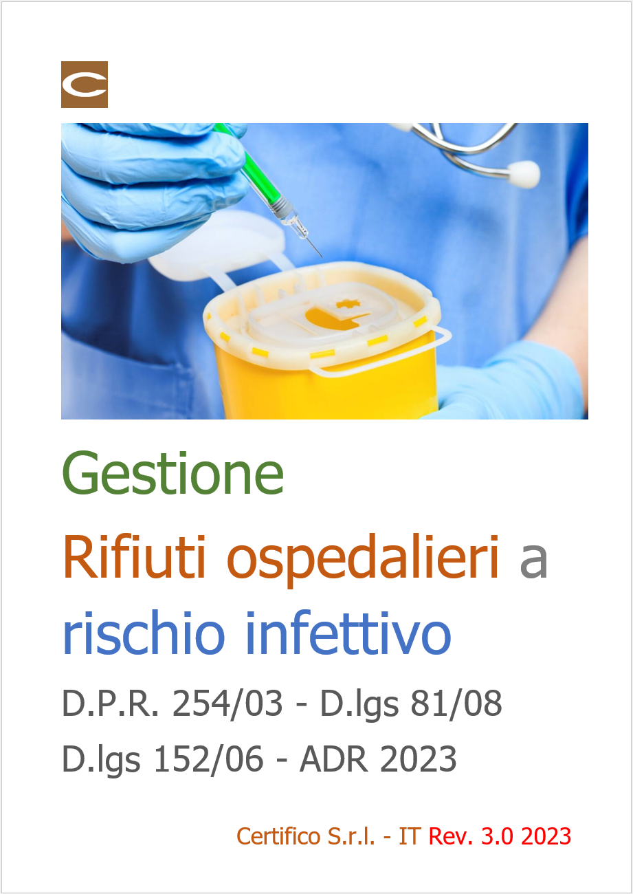 Gestione Rifiuti ospedalieri a rischio infettivo   Update Gennaio 2023