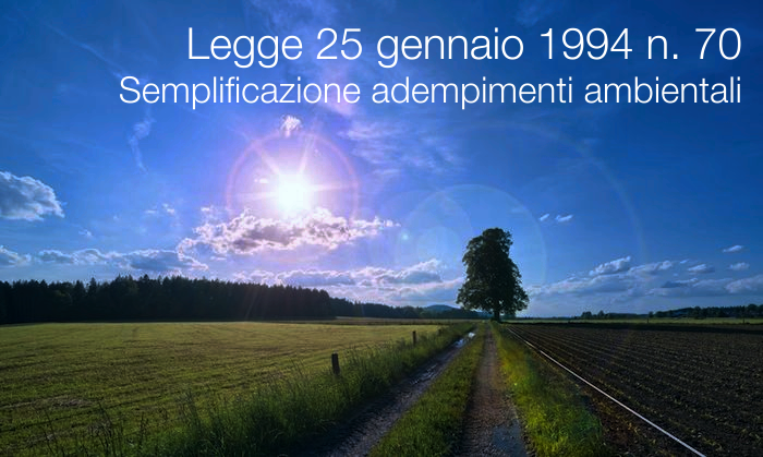 Legge 25 gennaio 1994 n  70 Semplificazione degli adempimenti in materia ambientale