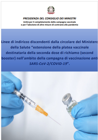 Linee di indirizzo seconda dose di richiamo vaccino anti Covid PdCM 13 07 2022