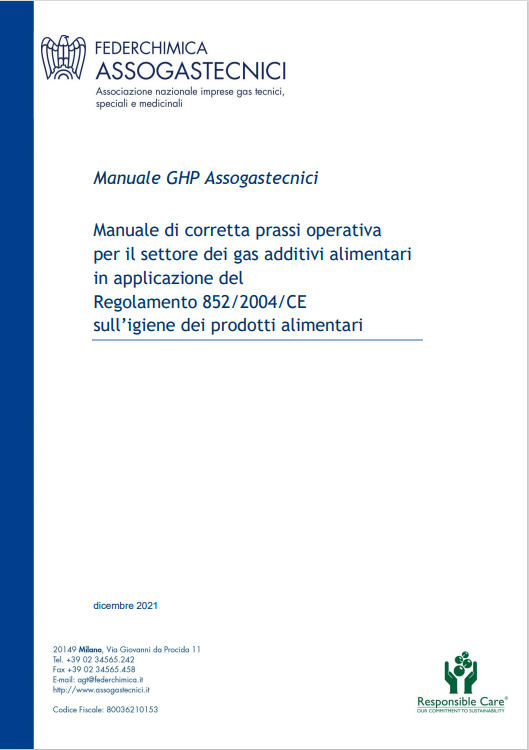 Manuale di corretta prassi operativa per il settore dei gas additivi alimentari