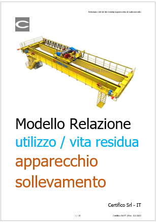 Modello relazione utilizzo vita residua apparecchio di sollevamento Rev  00 2022