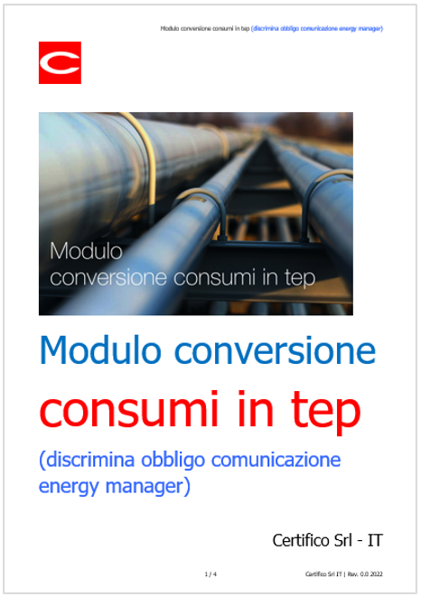 Modulo conversione consumi in tep EM
