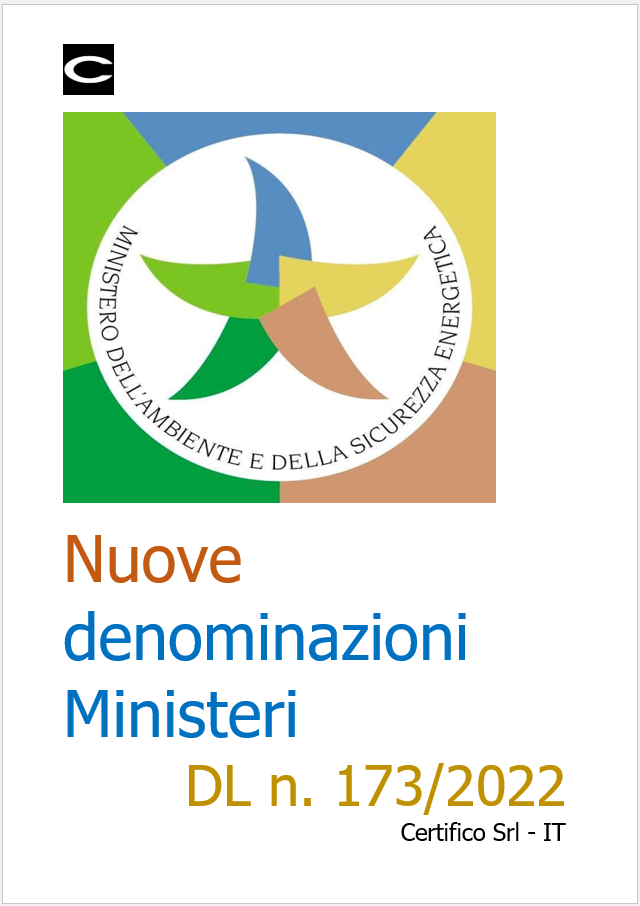 Nuove denominazioni Ministeri   DL 173 2022